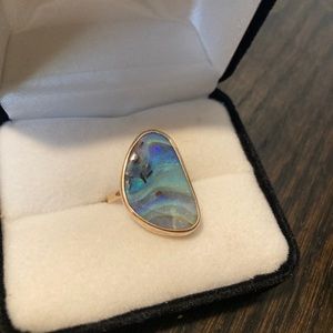 Australian boulder Opal gold ring